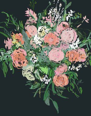 Jamie Corley Bouquet Art Black