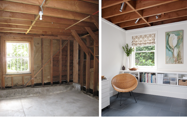 Before and after remodel done by Nystrom Design Home Office