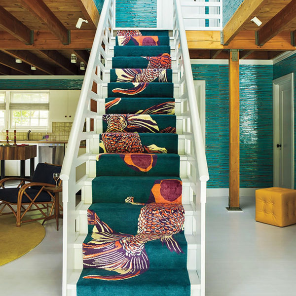 Staircase Runner with Koi Fish Design