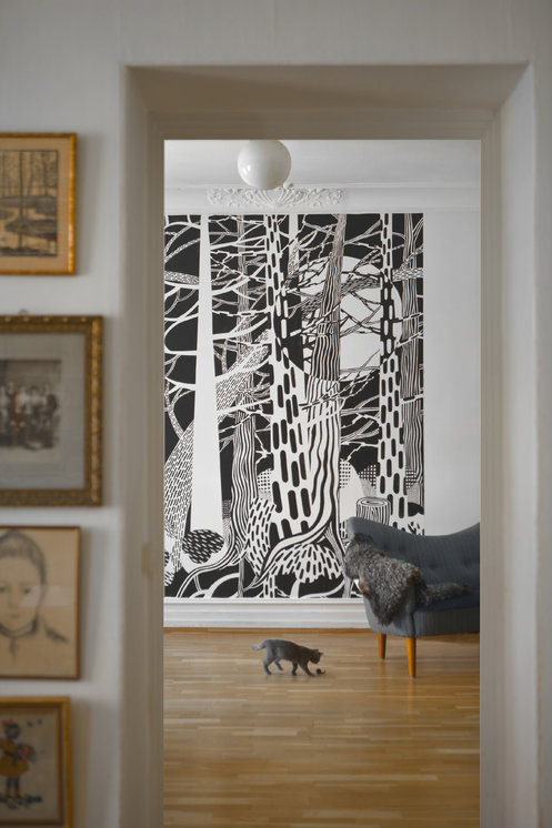 Black and white mural 